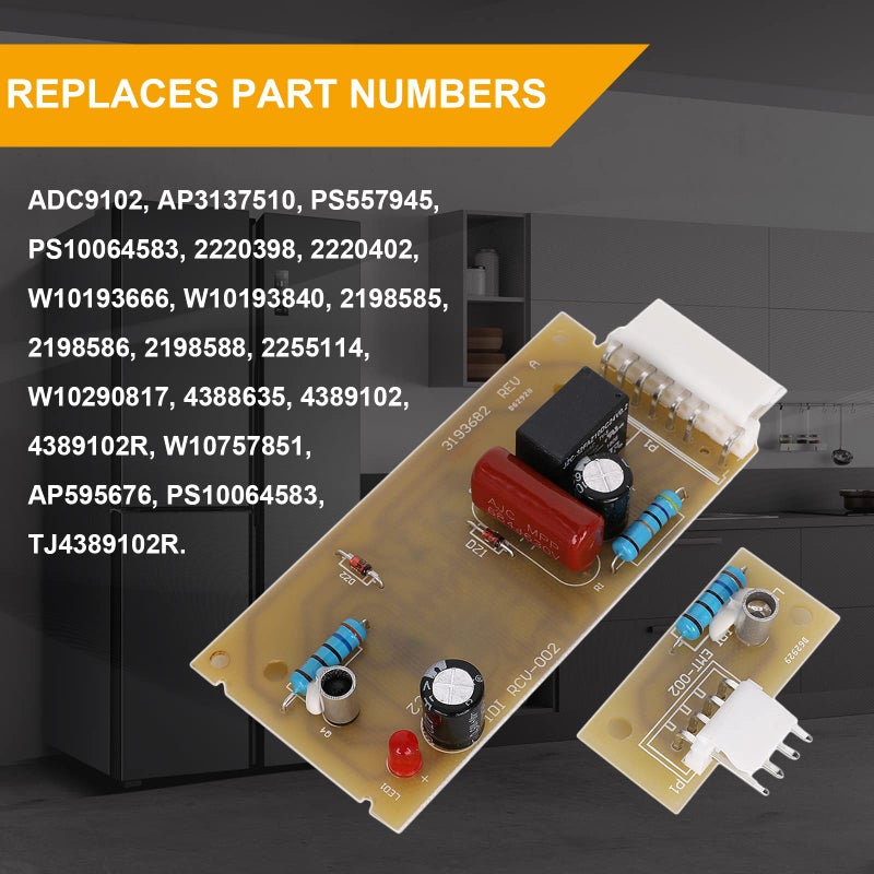 BTNTVEN 4389102 Refrigerator Ice Maker Sensor Control Boards Kit Compatible with Whirlpool Kenmore KitchenAid Maytag Jenn Air Replaces W10757851 W10290817 AP5956767 W10193666 ADC9102 2198586 PS557945 AP313751 - Image 5